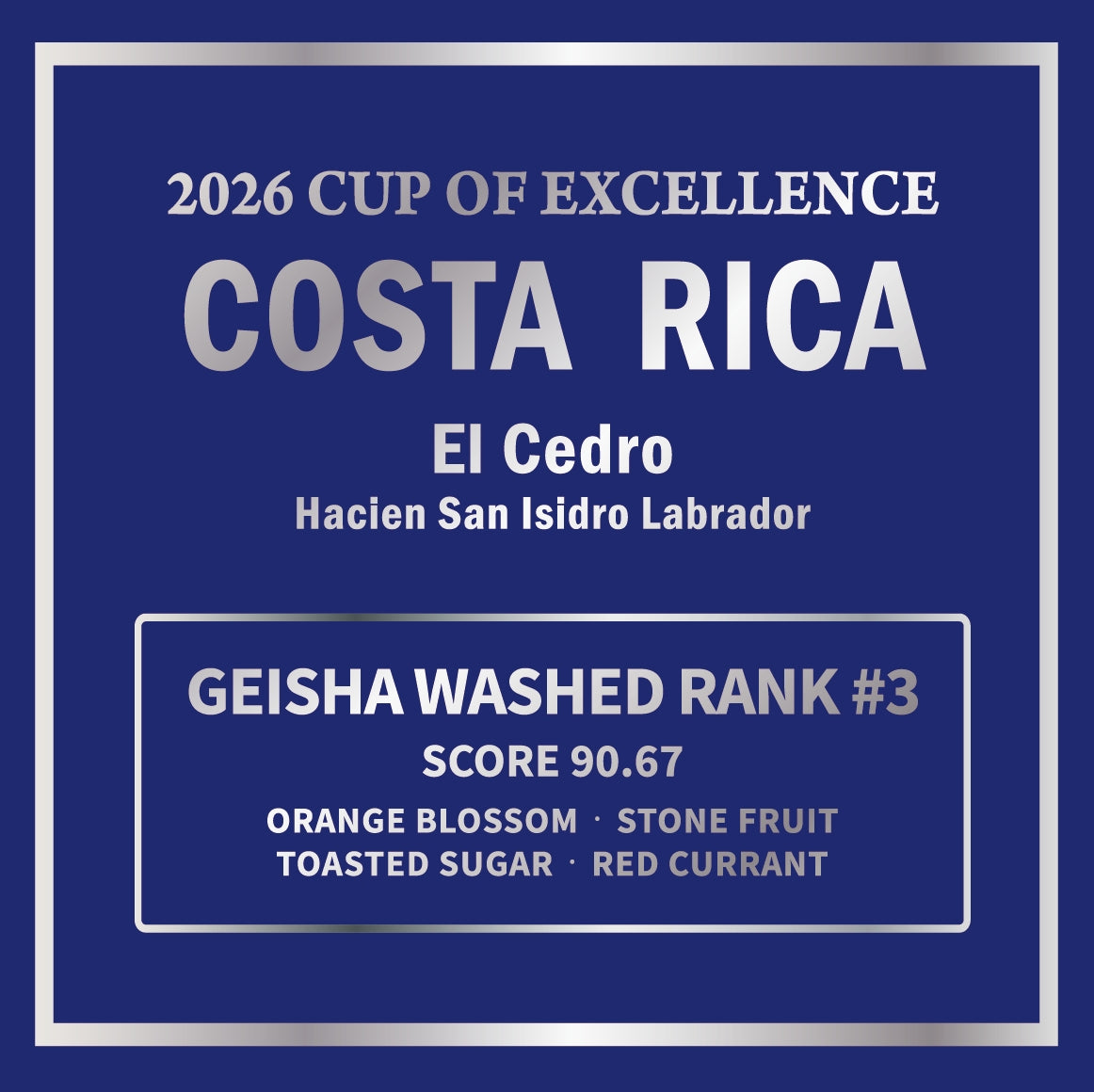 2026 Costa Rica Cup of Excellence Rank #3 – El Cedro Geisha Washed