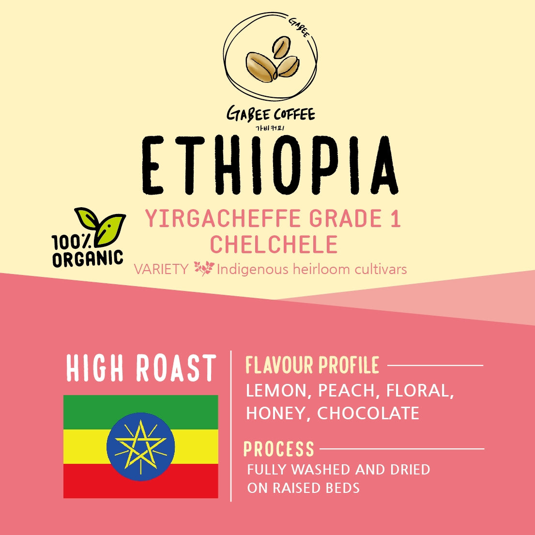 Ethiopia Yirgacheffe Grade 1 Chelchele 100% Organic
