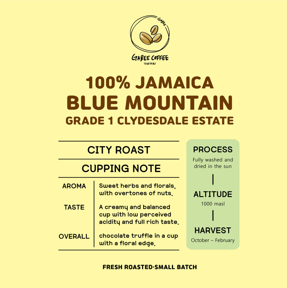 100 Jamaica Blue Mountain Grade 1 Clydesdale Estate GABEE COFFEE